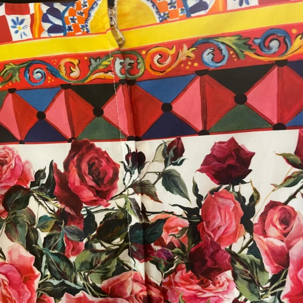 NWT D&G Mambo Rose Midi Cotton Dress Sz48 Italian, XL - Picture 4 of 13